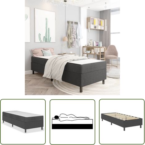 The Living Store Boxspringbett Dunkelgrau Stoff 100x200 cm - Boxspringbett - Doppelbett - Bettrahmen - Schlafsystem - Liegefläche 100x200 Cm (1/5)