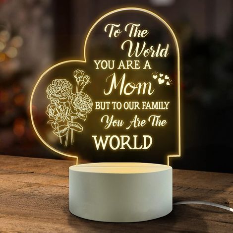 Luz nocturna de acrílico, regalo de cumpleaños para mamá, regalo original para mamá, idea de regalo para mamá en Navidad, regalos especiales y significativos para mamá (1/5)