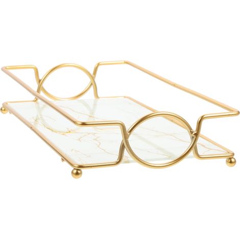 Multifunktionale Tabletts in Gold/Weiß – Hochglanzoberfläche – für Schminktisch/Arbeitsplatte – stabiler Kosmetikhalter