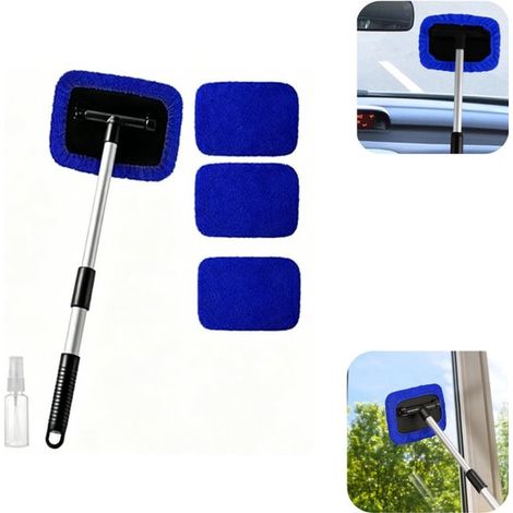 Kit de nettoyage de vitres 10,5 x 15,8 cm - raclette télescopique à pulvérisateur (1/5)