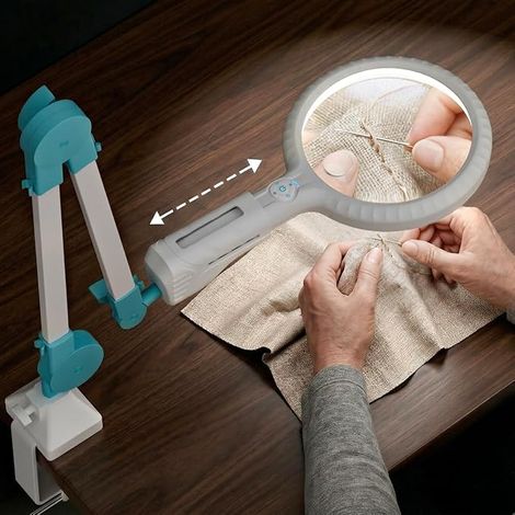 Loupe Détachable avec Lumière et Support pour Travaux de Précision,Lampe Loupe sur Pied Éclairée pour Artisanat, Puzzles, Diamant Painting, Peinture Miniature, Lecture Adulte et Accessoires (1/5)