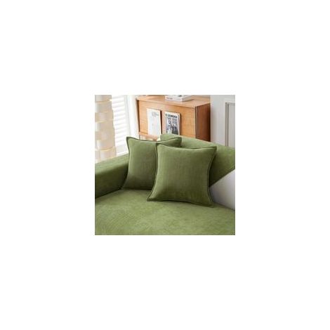 2pcs Housses de coussin Green 18x18 pouces 45x45 cm Ensemble housses de coussin en chenille avec un design élégant Coussins décoratifs doux et luxueux pour canapé, lit et décoration intérieure