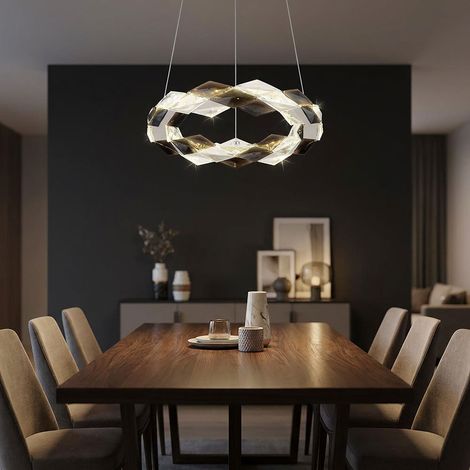 LED Hängeleuchte Pendellampe Kronleuchter Metall Chrom Rauchklar edle H 130 cm