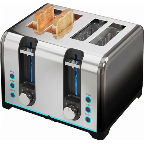 Grille-pain 4 tranches, 7 niveaux de grill, fonctions réchauffage, décongélation et arrêt (1/5)