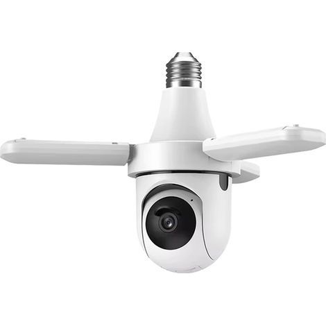 Caméra de Surveillance WiFi Double Bande 2.4G/5G Intérieure PTZ - Douille E27 avec Lampe LED 3 Feuilles, 1536P, Détection Humaine, Vision Nocturne 20m, Audio Bidirectionnel, 128Go Carte SD Incluse (1/4)