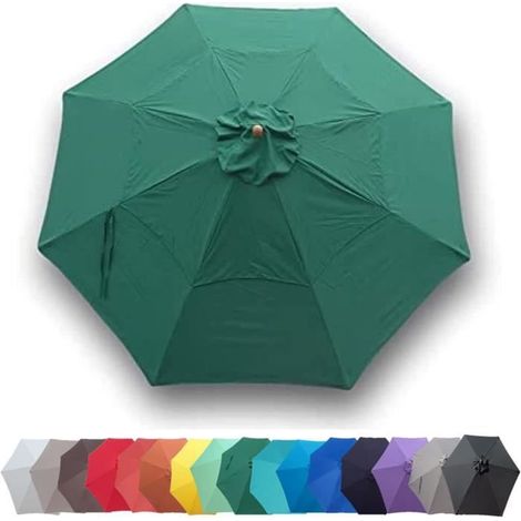 Toile de remplacement pour parasol d'extérieur YSTP - Vert - Diamètre 3m - 8 baleines (1/4)