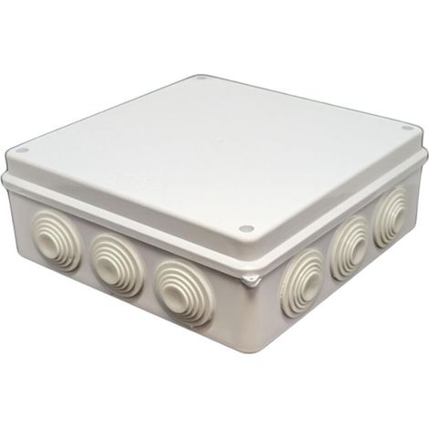 Weißer Verteilerkasten 200x200x80 mm mit 12 Öffnungen  Aufputz-Anschlussdose – Schutzart IP65