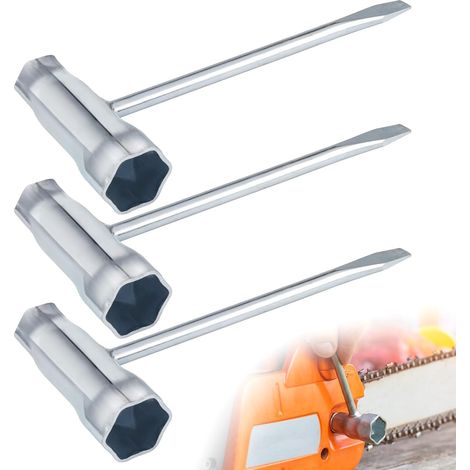 3 Pièces Clé à Bougie, 13mm/19mm Clé en T pour Tronçonneuse, Cle a Bougie Tondeuse a Gazon, Cle Combinée pour Tronçonneuses, Tondeuses à Gazon, Débroussailleuses, Scooters, Motos (1/5)