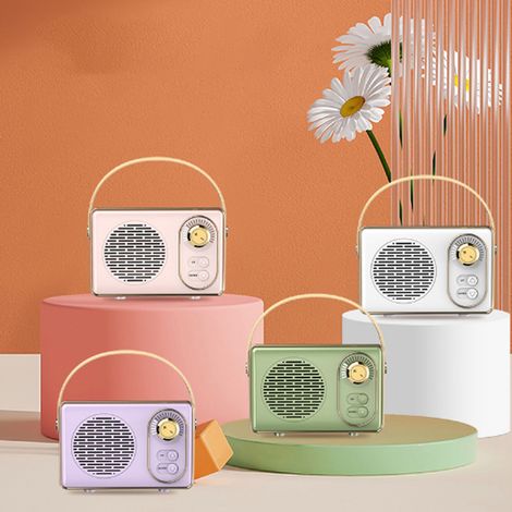 Retro-Bluetooth-Lautsprecher, originelles Geschenk, tragbarer Mini-Lautsprecher in Lila. (1/4)