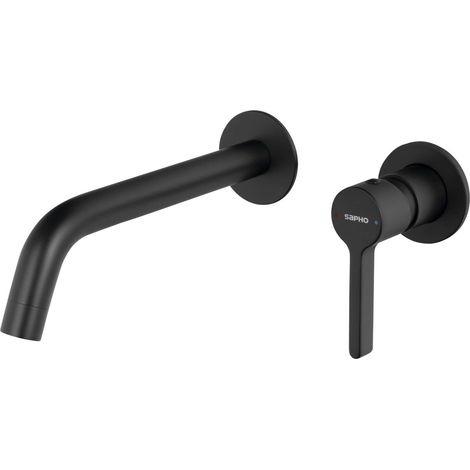 Sapho Iconic - Grifo de lavabo empotrado, instalación de 2 orificios, con cuerpo, negro mate AF008B (1/5)