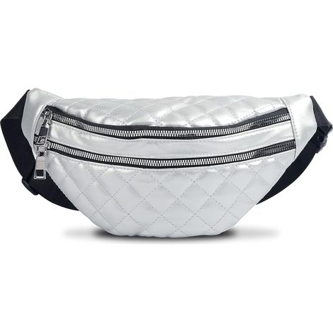 Sac ceinture en cuir avec ceinture réglable (argent)