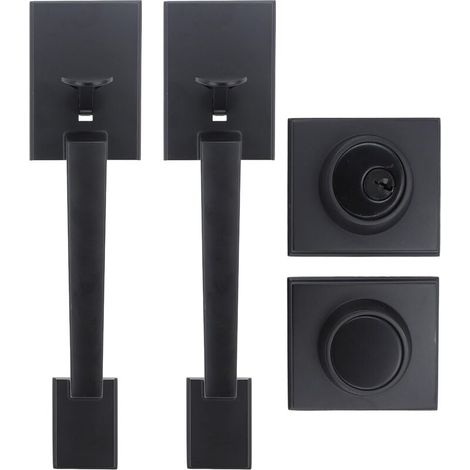 Interior Door Lock, Lever Door Handle for Entrance and Bathroom, Door Handle Lock - Black (1/5)
