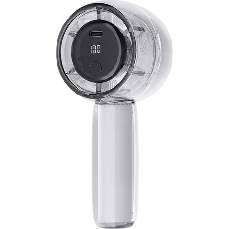 Ventilateur portatif transparent haute vitesse (gris), batterie rechargeable 1800 mAh, éclairage LED 7 couleurs (1/5)