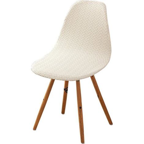 Housse de chaise de salle à manger scandinave, housse de chaise de cuisine extensible, beige, lot de 2 (1/4)