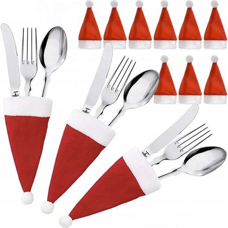 Copriposate decorativo, custodia natalizia con cappelli decorativi, colore rosso, 12 pezzi. (1/5)
