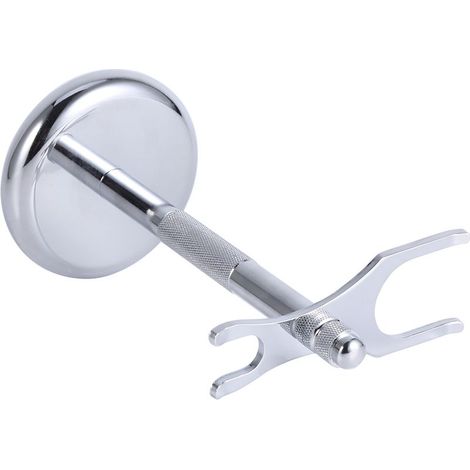Support élégant pour brosse à rasoir en alliage, organisateur de salle de bain moderne et stable pour accessoires de rasage. (1/4)