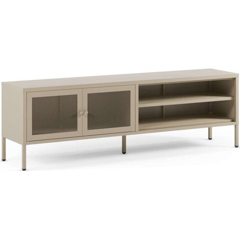 Mueble televisión modelo Felix 2 puertas acabado metal arena, 160cm(ancho) 50cm(alto) 35cm (largo) (1/5)