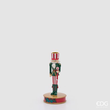 EDG Enzo De Gasperi Portacandela Soldatino Green Red H20 Ø10 cm – Decorazione di Natale (1/3)