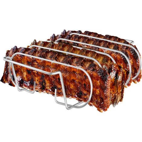 MIMOSON-Support à côtes, grille en acier inoxydable, pour 4 côtes, pour griller et fumer (1/5)