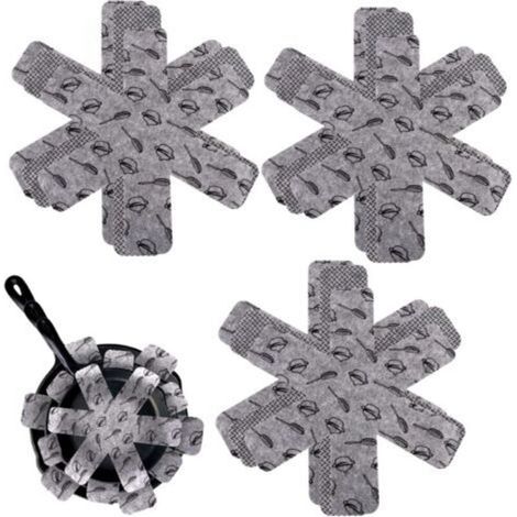 Anti-Scratch Pan Protectors – Set of 9 Silent Rubber Trivets (26/35/38 cm) Grey