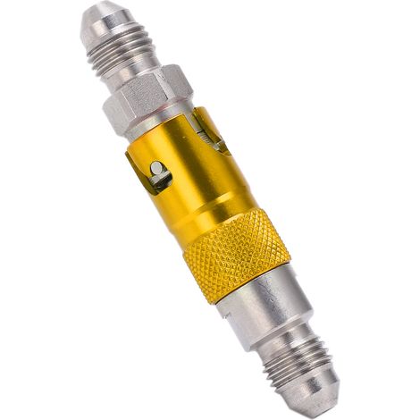 Raccourci de flexible de frein moto, adaptateur de raccord rapide en acier inoxydable, universel, jaune, pour purge et remplacement de liquide de frein (1/5)