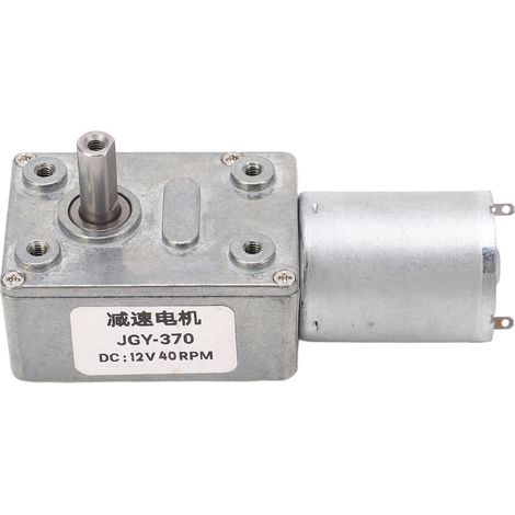 Moteur à engrenages CC à arbre unique de 12 mm, autobloquant et réversible, 12 V CC, réduction de vitesse par vis sans fin, 40 tr/min (1/5)