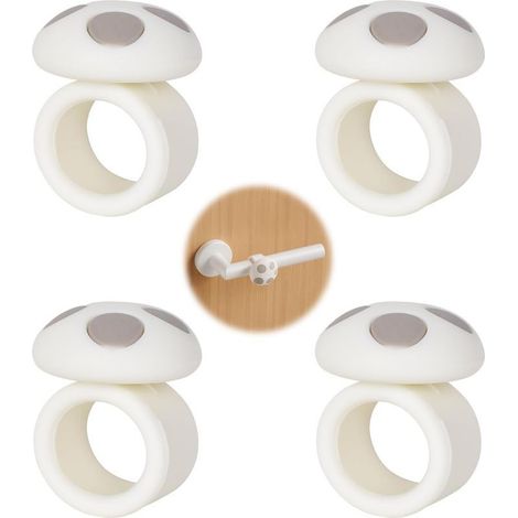4Pcs (Blanc) Protections Poignée Porte,Anneau Caoutchouc Anti Collision, Poignée Porte Amortisseur, Butées Porte,pour Protéger les Murs et Prévenir les Dommages, pour Maisons,Ecoles Bureaux (1/5)