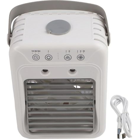 Ventilateur climatiseur portable USB avec brumisation, réservoir de 500 ml et batterie de 6000 mAh, silencieux, 3 vitesses, idéal pour la voiture, le bureau et la maison. (1/5)
