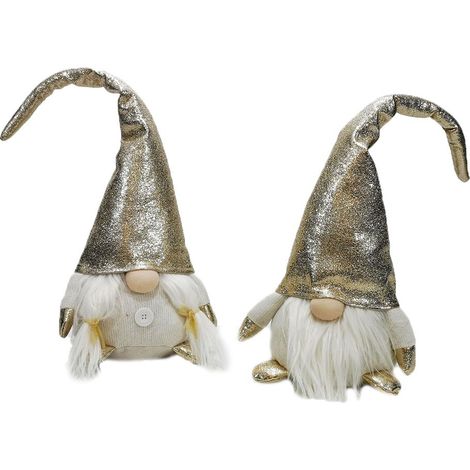 Gnomo elfo lui e lei babbo babba natale oro bianco per decorazioni natalizie addobbi idea regalo per natale vetrine negozio set2 (1/5)