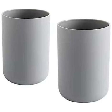 Pair Gobelets à dents 2 pièces, Porte-brosses à dents de salle de bain, Tasse, Plastique Coupe 300ml (Gris et Gris) (1/2)
