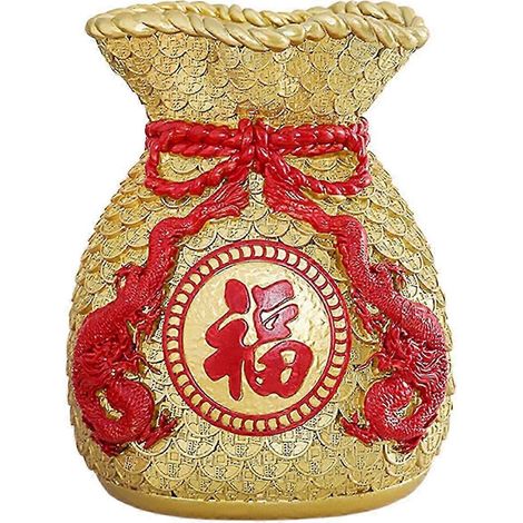 Frühlingsfest-Geldbörse, Feng-Shui-Vase, Ornament, Pflanztopf, gesegnete Tasche in Form, traditionelle Tischdekoration für das Wohnzimmer-Gold (1/5)