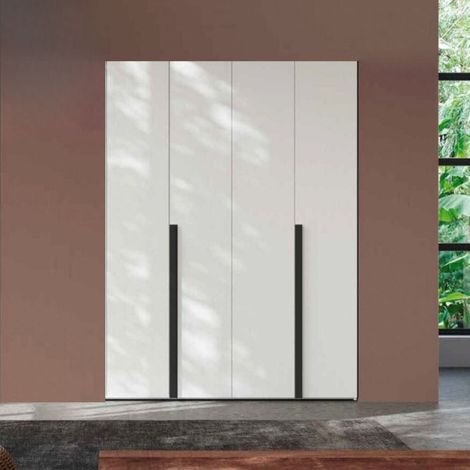 Armadio 4 ante battenti bianco portland e maniglie nero opaco Coco 185x60,3x250h (1/2)