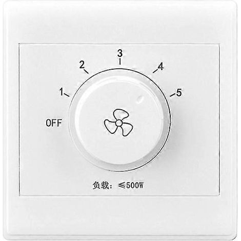 Interrupteur rotatif à vitesse variable, variateur de vitesse pour ventilateur de plafond, interrupteur avec voyant (1/5)
