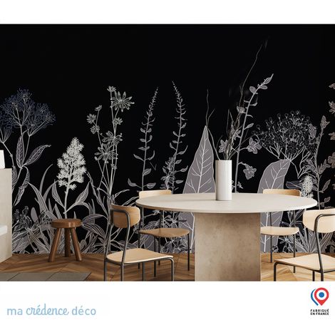 Papier peint : Fleurs graphiques - Intissé - L.300 x H.280 cm - Marron clair (1/3)