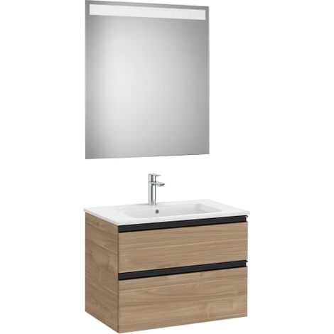 PACK MUEBLE THE GAP 700X460 2 CAJONES + ESPEJO EIDOS NOGAL