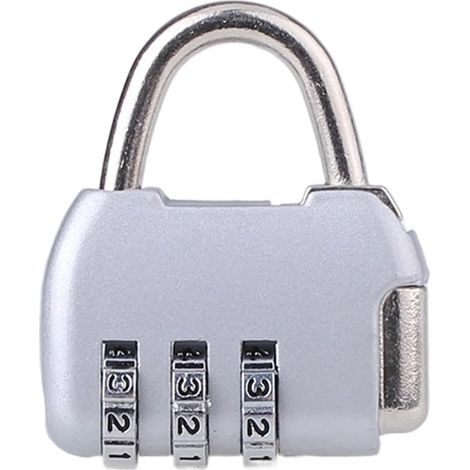 Combination padlock with 4 codes, robust alloy body (Silver) (1/5)