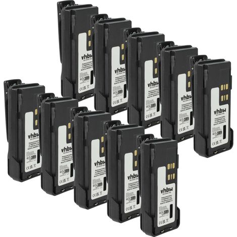 vhbw 10x Akku Ersatz für Motorola PMNN4406, PMNN4406BR, PMNN4409 für Funkgerät, Walkie Talkie (3000 mAh, 7,4 V, Li-Ion) + Gürtelclip