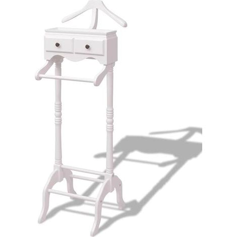 Portant à vêtements avec penderie intégrée, bois blanc (1/5)