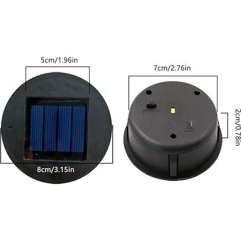 Set mit 2 Solarlampenabdeckungen mit LED-Leuchtmittel – 20 % Polysilizium-Solarpanel – Bietet 10 Stunden Licht im Sommer – 8 x 8 cm (1/4)