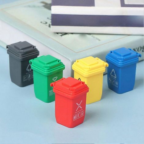 Ensemble de 5 poubelles miniatures pour maison de poupée, accessoires, meubles, jouets, poubelles de camion-poubelle, poubelles de trottoir, cadeaux jouets - JBMEDIA (1/4)