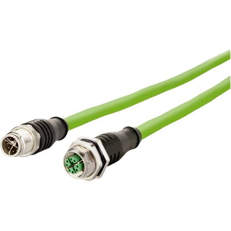 Metz Connect 142M2X12100 M12 Câble réseau, câble patch CAT 6a S/FTP 10.00 m vert gaine PUR, résistan (1/4)