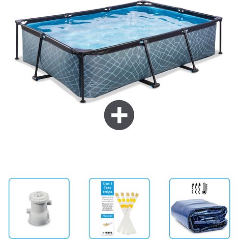 Exit Pool Rechteckig - Steinoptik - 300x200x65 cm - 4-teilig SCB74 (1/4)