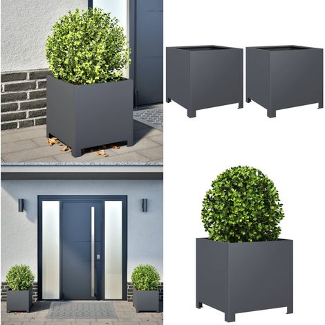 vidaXL Pflanzkübel 2 Stk. Anthrazit 40x40x40 Stahl (1/5)
