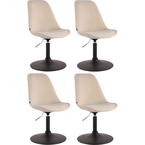 Lot de 4 Chaises de salle à manger Maverick en velours avec pied métal Crème Noir (1/4)
