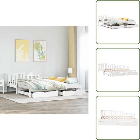 Cama doble - vidaXL Sofá cama nido con cajones sin colchón blanco 90x190 cm - Sofá cama con colchón