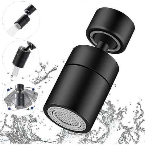 Aérateur de robinet, rotation à 360°, filtre à bulles réglable à 2 positions pour robinet de cuisine et salle de bain, filetage intérieur 22 mm, noir, 1 pièce 62792651057 (1/2)