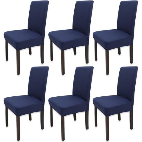 Lot de 6 housses de chaise extensibles et lavables bleu marine (1/5)