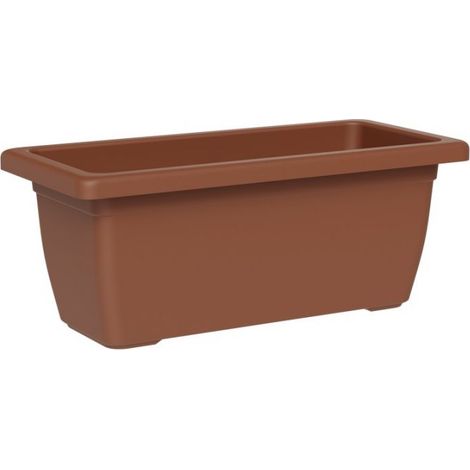 Vaso rettangolare ''Cassetta Cortina'' in plastica 100% riciclata per fiori e piante da giardino -52 cm / Antracite
