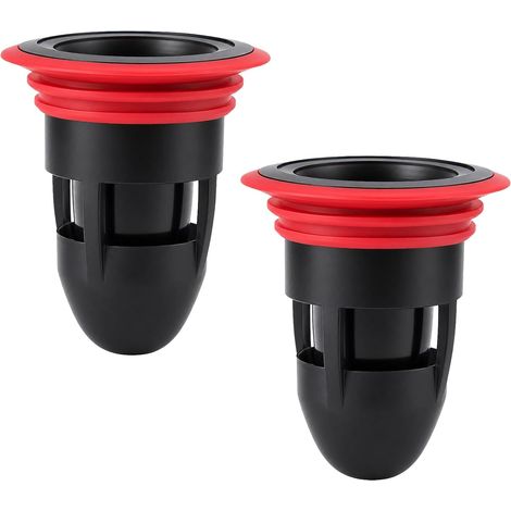 Lot de 2 bondes de sol anti-odeurs - Évacuation rapide de l'eau - En silicone - Pour douche et cuisine - Convient pour 37-52 mm - Montage facile - Noir (1/5)