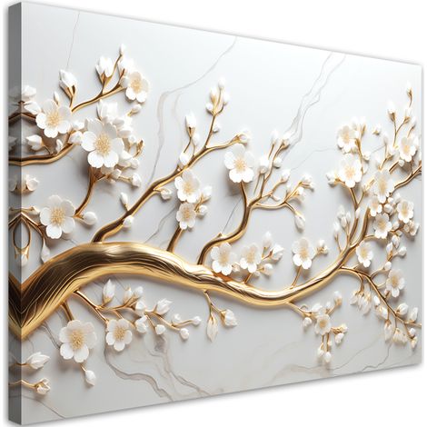Tableau sur toile Arbre à feuilles d'or 3D 60x40 (1/5)